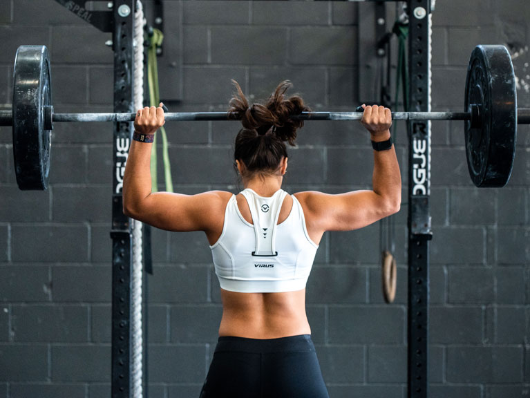 A woman lifting weights